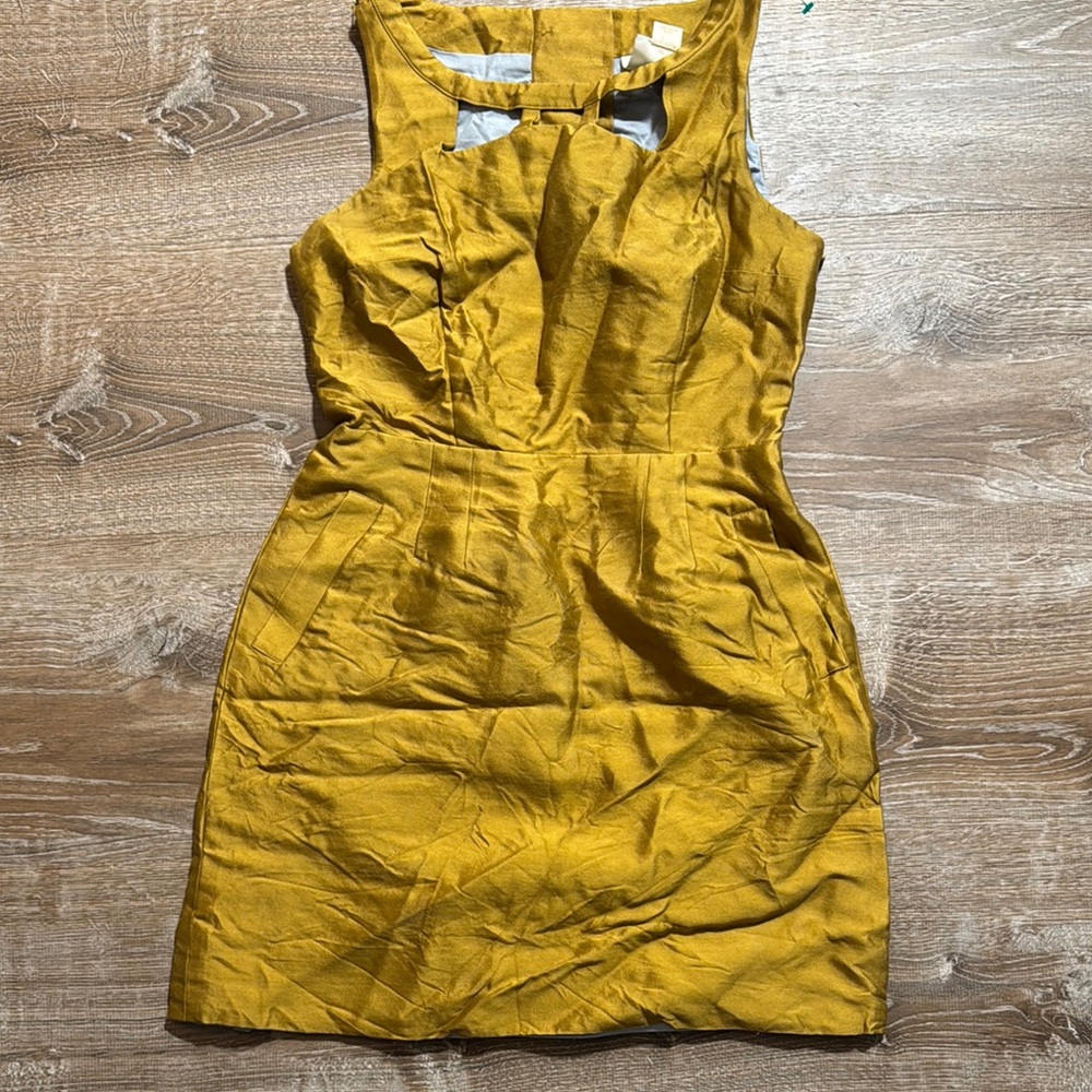 Yellow Ruched Tie Front Halter Mini Dress size 4